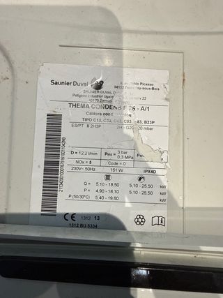 Repuestos Caldera Saunier Duval Thema Condens F25