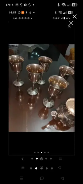 Teiera e 6 tazze in alpaca, nuove, mai usate