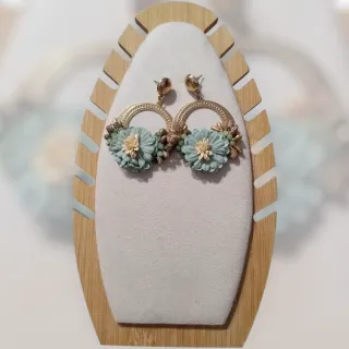 Pendientes Flamenca Dorados Aguamarina 8cm