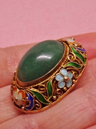 ARGENTO spilla filigrana dorata smalti cloisonné