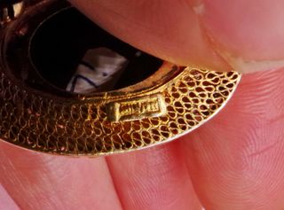 ARGENTO spilla filigrana dorata smalti cloisonné