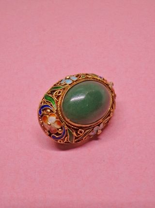 ARGENTO spilla filigrana dorata smalti cloisonné