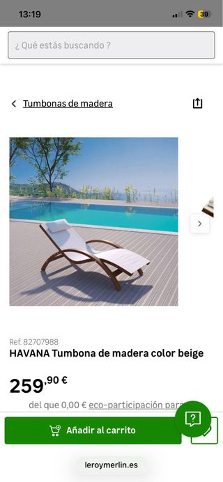 Tumbona de exterior de madera