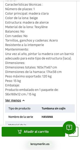 Tumbona de exterior de madera