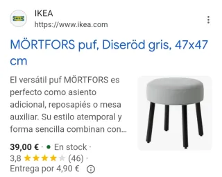 2 Puff Redondo Ikea Gris