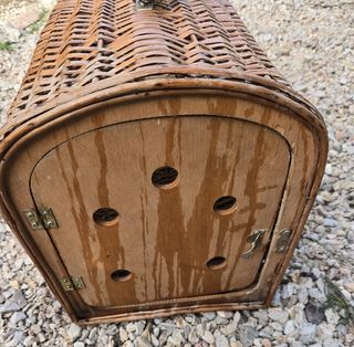 Transportín Mimbre Perro Gato Pequeño