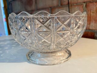 Frutero de cristal tallado antiguo