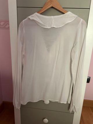 Blusa Stradivarius Blanca Cordones