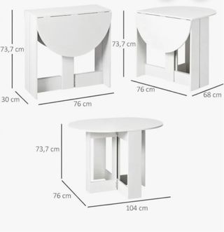 Mesa blanca abatible lista para usar