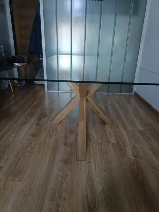 Mesa Comedor Cristal y Madera