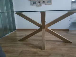 Mesa Comedor Cristal y Madera