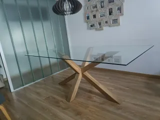 Mesa Comedor Cristal y Madera