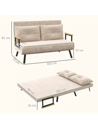 Sofá Cama HOMCOM 2 Plazas Convertible