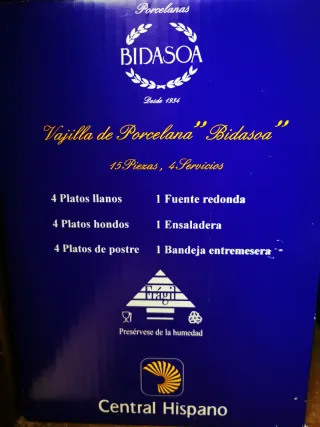 Vajilla Bidasoa Porcelana 45 Piezas