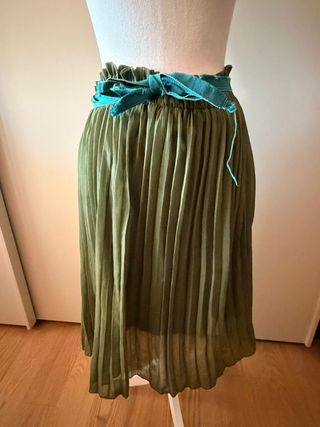 Gonna plissé verde taglia unica