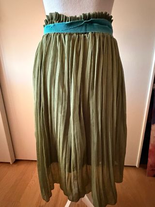 Gonna plissé verde taglia unica