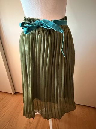 Gonna plissé verde taglia unica