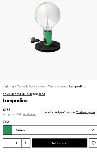 Lampada Flos Lampadina Achille Castiglioni NUOVA