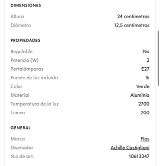 Lampada Flos Lampadina Achille Castiglioni NUOVA