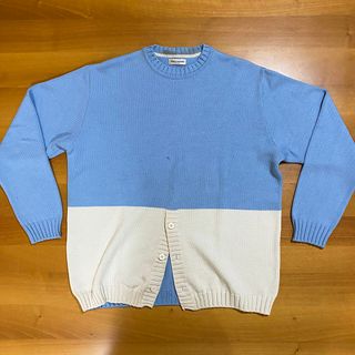 Primo Emporio Maglione Azzurro Bianco Lana Merinos