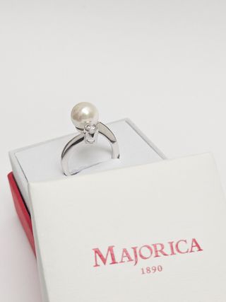 Anillo Plata Majorica Perla y Circonita