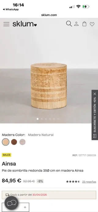 Base Sombrilla Madera SKLUM