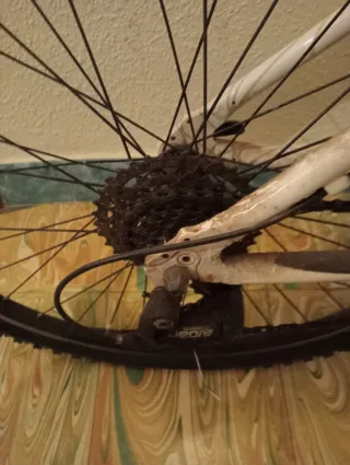 Bicicleta de montaña roja y blanca