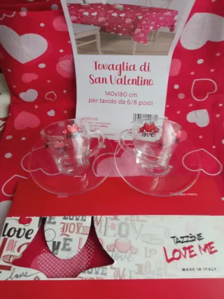 Tovaglia San Valentino Brandani + 2 Tazzine