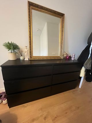 Cómoda Negra/caoba oscuro