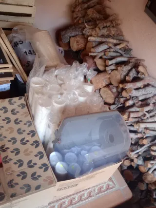 Cajas de vasos y platos desechables