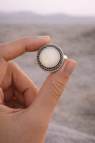 Anillo Plata Mineral Blanco