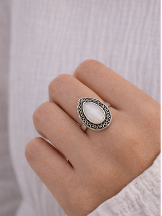 Anillo Plata Mineral Blanco