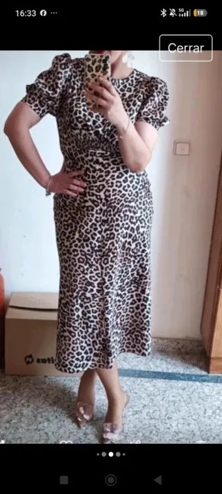 Vestido midi estampado animal print