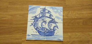 Painel de azulejos pintado à mão