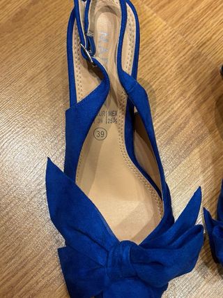 Zapatos Marypaz azul ante lazo talla 39
