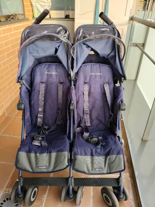 Maclaren Silla de Paseo Gemelar Azul