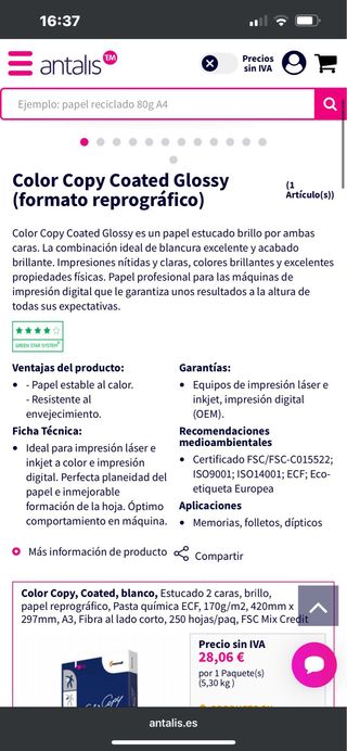 Papel Mondi Color Copy Coated Glossy A4 200g