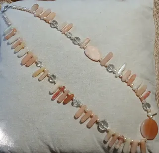 Lunga collana quarzi e argento 925