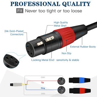 Cable de micrófono estéreo XLR hembra dual a TRS d