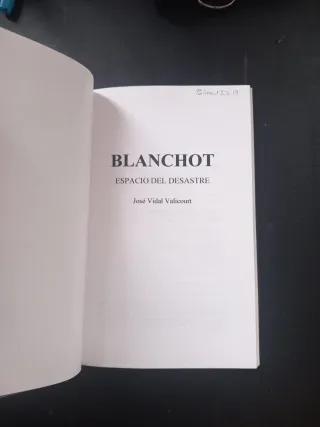 Blanchot, espacio del desastre