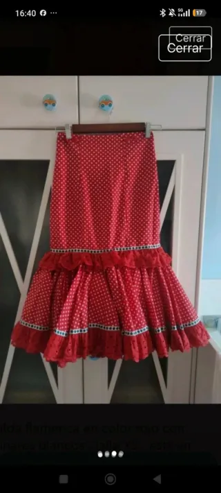Falda flamenca roja lunares blancos T.S
