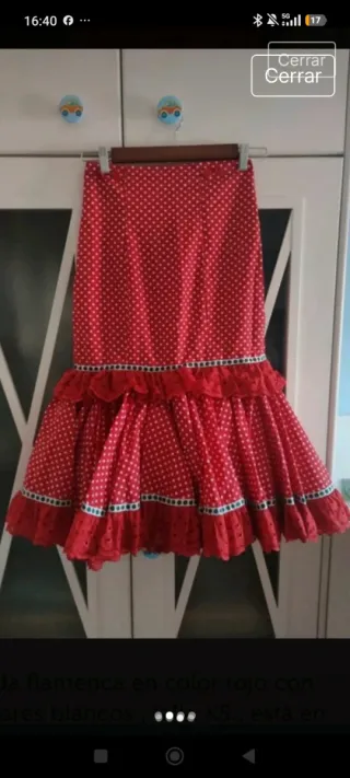 Falda flamenca roja lunares blancos T.S