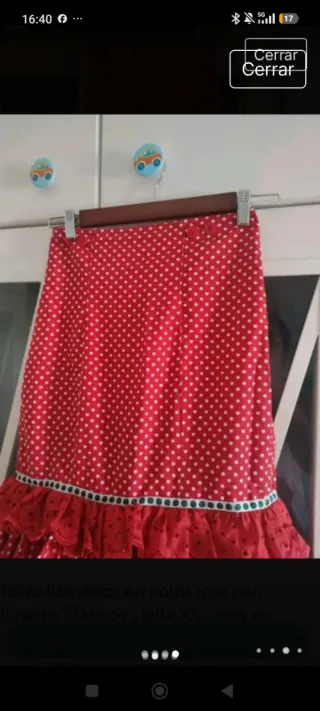 Falda flamenca roja lunares blancos T.S