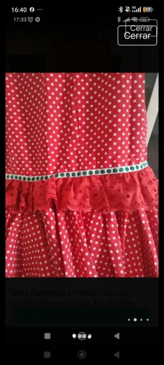 Falda flamenca roja lunares blancos T.S