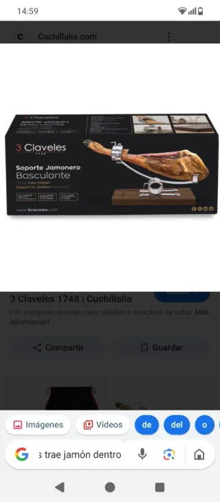 Soporte Jamonero Basculante 3 Claveles Profesional
