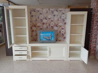 Mueble de salón comedor blanco envejecido