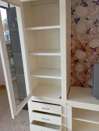 Mueble de salón comedor blanco envejecido