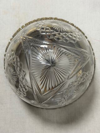 Antigua Tulipa Cristal Tallado y Bronce