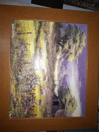 Cuadro paisaje rural con ovejas