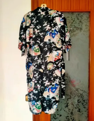 Batín/Kimono Negro Estampado Talla S